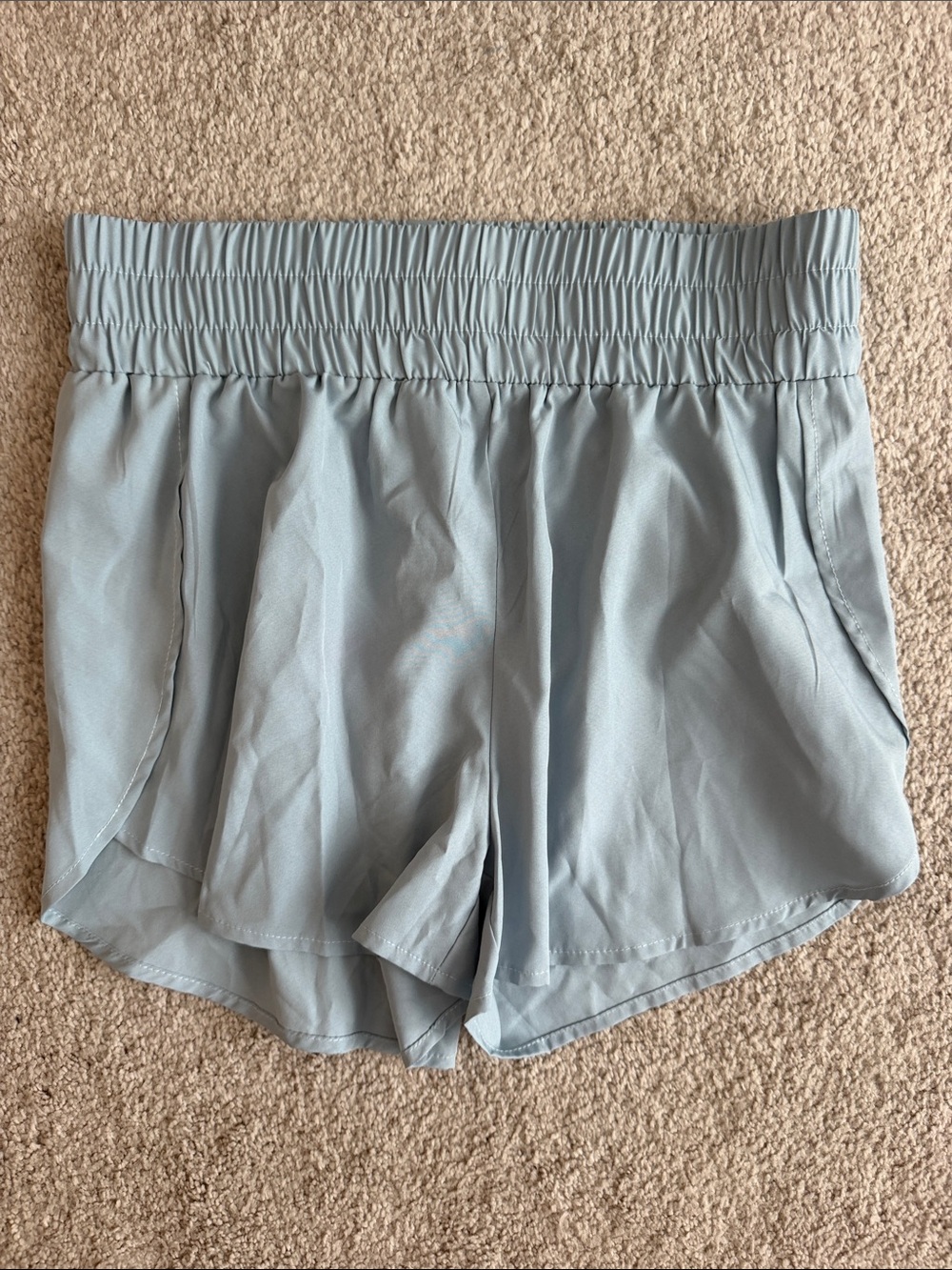 Women's Light Blue Athletic Wrap-Front Shorts with Elastic Waist